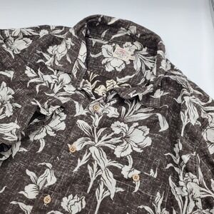 Faherty Brand Mens  Floral Short Sleeve Button Up Shirt XL Linen Blend Flaw